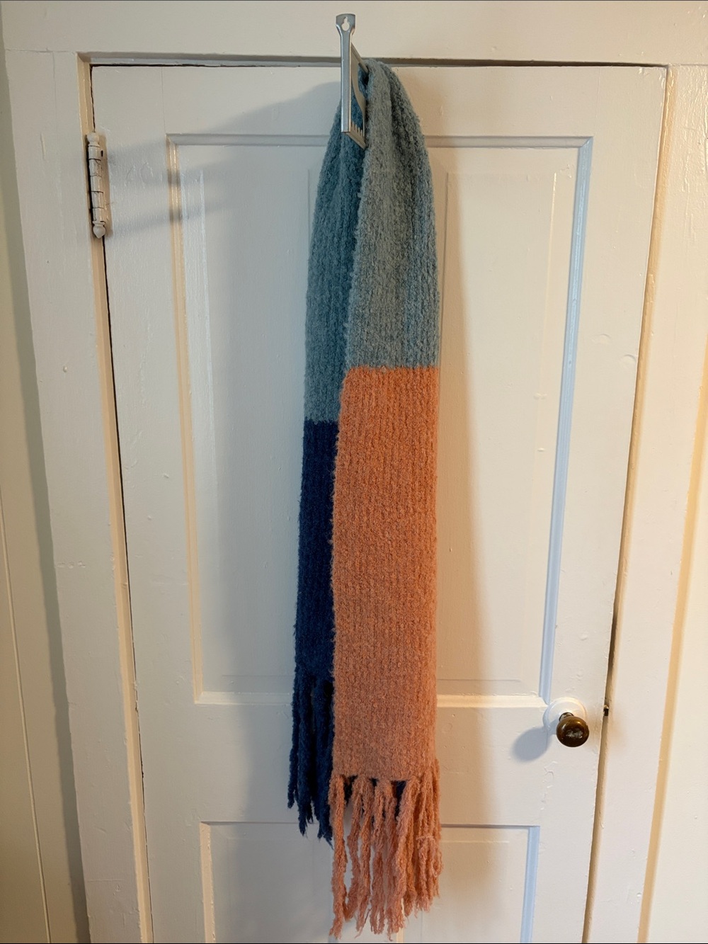 Colorblock Knit Fringe Scarf